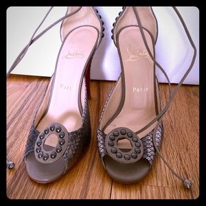 Christian Louboutin grey snakeskin leather heels